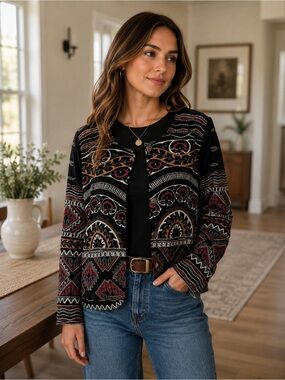 Johnny Was Workshop Blair Jacket Embroidered Floral Boho Western Rodeo NWT SZ L